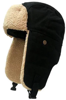 Produktbild von Mütze – Fliegermütze – Einheitsgröße – Uni – Wintermütze – Skimütze – Ohrenwärmer – Pelzmütze – Warme Mützen – Wintersport – Schwarz