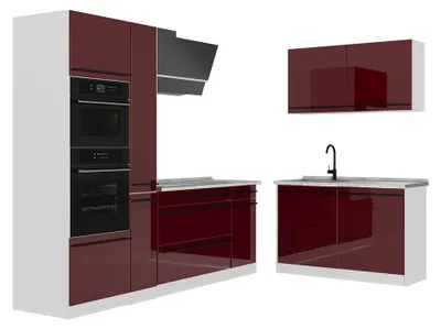 Zdjęcie produktu dla Kuchnia narożna Vicco R-Line Czerwony połysk/Biały 230 x 120 cm blat roboczy Marmur, Model 66739
