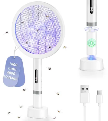 Produktbild von BKXCHA 4000V Elektrische Fliegenklatsche, 1800mAh, USB Aufladbar – Weiß