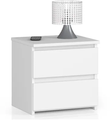 Produktbild von Nachttisch – Beistelltisch – Nachtschrank – 2 Schubladen – Weiß – 40 x 40 x 35 cm – Praktischer Nachttisch mit 2 Schubladen