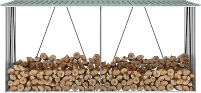 Zdjęcie produktu dla The Living Store Schowek na drewno opałowe Stal ocynkowana 330x84x152 cm Zielony