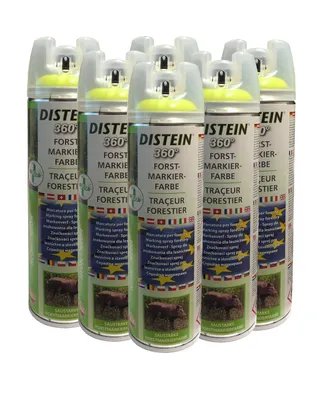 Immagine prodotto di 6x Spray per marcatura Distein Spray per marcatura forestale Ergonom 360° giallo neon