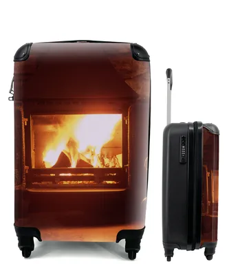 Produktbild von MuchoWow® Koffer Handgepäck Trolley Rollkoffer Kleine Reisekoffer mit 4 Rollen - Kamin mit offener Tür - Cabin Size < 55x40x23 cm & 55x40x20 cm - Fotokoffer - Kabinenkoffer - Boardgepäck - Reise-Box - Reisekoffer - Reisegepäck - Koffer mit Bild - Trolley für Kinder