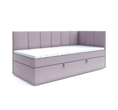 Produktbild von Boxspringbett POLA 100x200 cm, T25 Topper, Kinderbett, Jugendbett, Einzelbetten, Bett, Stauraum Polsterbett, Matratze H3, RECHTS (Rosa - Itaka 38)
