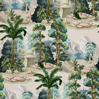Immagine prodotto di DEKOSTOFFE OUTDOOR OXFORD - Motivo alberi e montagne