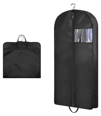 Produktbild von Kleidersack 102 cm, Anzughülle, Kleiderschutz, schwarz, mottensichere Kleidersäcke mit Sichtfenster, Kleidersäcke mit Reißverschluss zur Aufbewahrung, Kleidersack für Kleider und Hemden