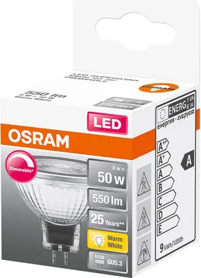 Image de OSRAM 4058075433724 OSRAM LED-Lampe LED SUPERSTAR MR16 50 GU5,3 8 W klar