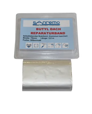 Immagine prodotto di Sanremo DACH nastro di riparazione grondaia nastro butilico autoadesivo alluminio opaco 75mm x 2m