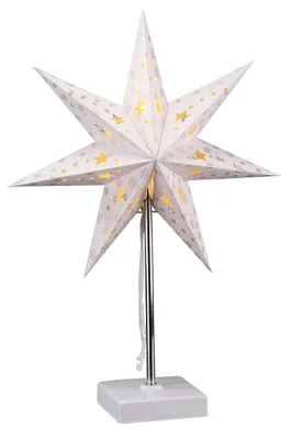 LED-Stern Tischlampe 35 cm, 8 warmweiße LEDs, Timer, Batterie