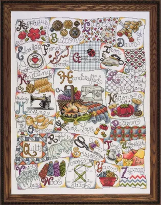 Produktbild von Design Works Kreuzstich Stickpackung "Näh-ABC", Zählmuster, 40x51cm