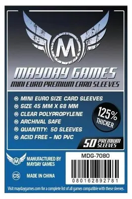 Immagine prodotto di Mayday Games: 50 Bustine Premium Mini EURO (45 x 68 mm) (MDG7080) – Bustine protettive – Mayday Games – 5+