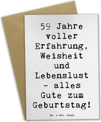 Produktbild von Mr. & Mrs. Panda Grußkarte Spruch 59. Geburtstag - Weiß - Geschenk, osterkarte, Geburtstagsgeschenk, dankeskarten, Happy Birthday, Feiern, besondere Momente, Alter