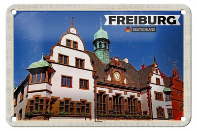 Produktbild von Blechschild Städte Freiburg Rathaus Architektur Deko 18x12cm Schild