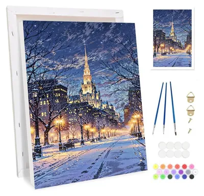 Produktbild von Malen nach Zahlen Set für Erwachsene mit Rahmen 20x30cm Leinwand Acrylfarben Pinsel