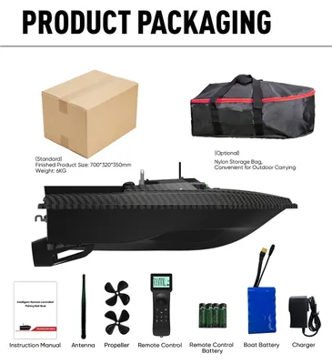 Produktbild von GPS-Köderboot D80B - Köderauswurfboot - GPS + BeiDou - 46.800 mAh - 12,6 V - Doppelmotor - Schwarz