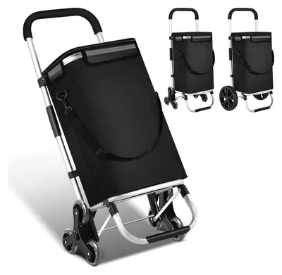 Immagine prodotto di Carrello spesa 3in1 Clanmacy, carrello grande da 40 litri, borsa spesa con ruote montascale, carrello spesa con scomparto refrigerante, shopper pieghevole