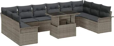 Zdjęcie produktu dla Zestaw Sof na Ogród z poduszką 11 pcs Szary Polirattan
