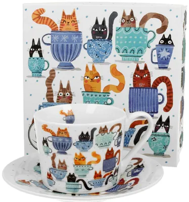 Immagine prodotto di Tazza e piattino in porcellana Cat's World Teacup Cats