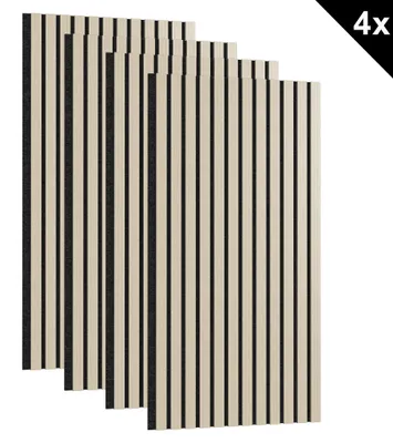 Produktbild von ACXIN Wand Akustik MDF 4er Set 120x60cm 2,88m² Akustikpaneele Schallschutzplatten Schallabsorber Wandverkleidung Wohnzimmer Büro Heimkino Eiche Weiß