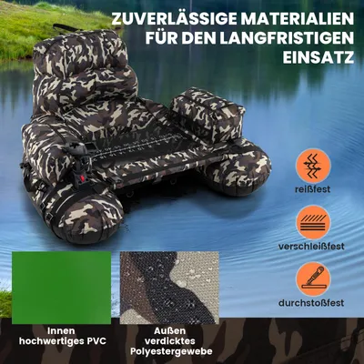 Produktbild von GOPLUS Aufblasbares Belly Boot, Angelboot mit Rutenhalter, verstellbaren Gurten, Paddel, Pumpe & Stauraum, Schlauchboot Angeln für eine Person