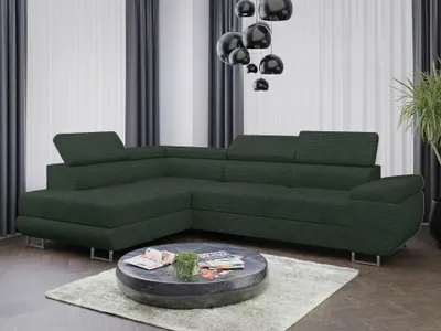 Produktbild von Sofa Couchgarnitur Sofagarnitur ALMA L im Cord Stoff mit Schlaffunktion und Bettkasten Wohnlandschaft Couch Polsterecke Eckcouch Polstergarnitur
