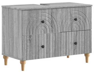 Image de vidaXL Meuble sous-lavabo ALKMAAR, couleur gris Sonoma, 82 x 41 x 59 cm