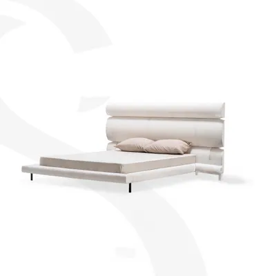 Image de it blanc rembourré Designer Lit double Cadre de lit en bois