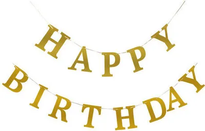 Produktbild von 12x Buchstaben-Girlande "Happy Birthday" gold 5 m