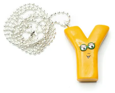 Produktbild von Y Barbapapa Kette 80cm Miniblings Anhänger Buchstabe Initiale Barbamama Gelb