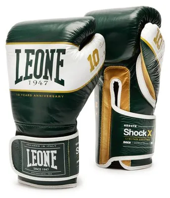 Zdjęcie produktu dla Rękawice bokserskie SHOCK model X zielone Leone1947 – Technologia i styl w zielonej odsłonie rozmiar 16oz