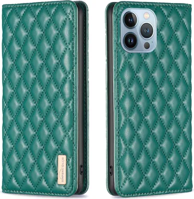 Produktbild von iPhone 13 Pro Max Hülle, Elegant Bookstyle Flip Leder Kartenfächer Schutzhülle mit Ständer für iPhone 13 Pro Max Grün