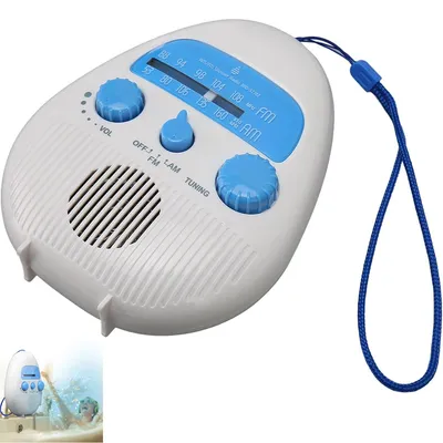 Produktbild von Wasserdichtes kabelloses FM-Badezimmer-Radio , tragbares AM/FM-Duschradio mit integriertem Lautsprecher, batteriebetriebenes Digitalradio