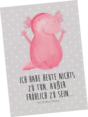 Produktbild von Mr. & Mrs. Panda Grußkarte Axolotl Hurra - Grau Pastell - Geschenk, Lurch, Motivation, Ansichtskarte, Postkarte, Postkarten, Fotokarte, Fröhlich, Ansichtskarten