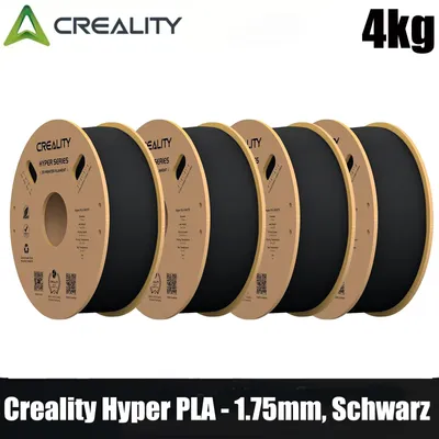 Produktbild von Creality Hyper PLA Filament Set, 1,75mm, 4KG für 3D Drucker, 4 x 1kg, - Schwarz