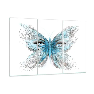 Produktbild von Bilder auf glas - Illustration Gesicht Schmetterling Wimper - 105x70cm - Glasbilder - Wandbilder - Kunstdruck - Wanddekoration aus Glas - Glas Bilder - Wandbild auf Glas - GCE105x70-3026