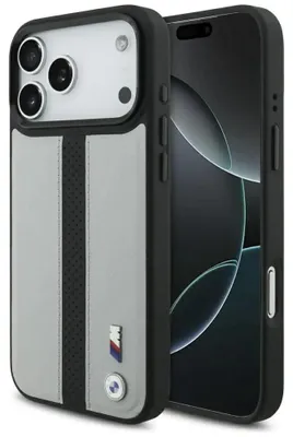 Image de Coque BMW M Perforated Stripe Logo  MagSafe pour iPhone 17 Pro Max Gris