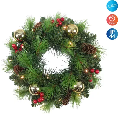 Produktbild von Künstliche Weihnachtskranz mit Beleuchtung LED Türkranz Weihnachten 5303558