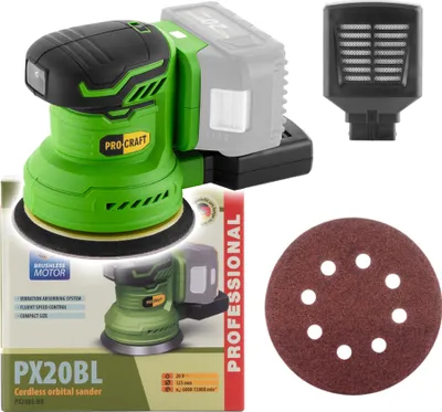 Obrázek produktu pro Procraft PX20BLbb akumulátorová excentrická bruska 20 V 125 mm Brushless Solo – bez akumulátoru, bez nabíječky