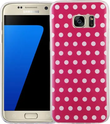 Produktbild von Handy Hülle für Samsung Galaxy S7 Cover Case Schutz Tasche Motiv Slim Silikon TPU Polka Dot Pink