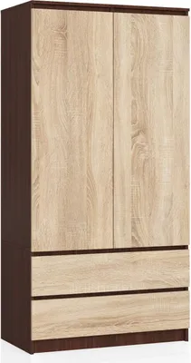Produktbild von BDW Kleiderschrank 2 Türen 2 Schubladen, Spiegel, Venga / Eiche Sonoma, 180x90x51