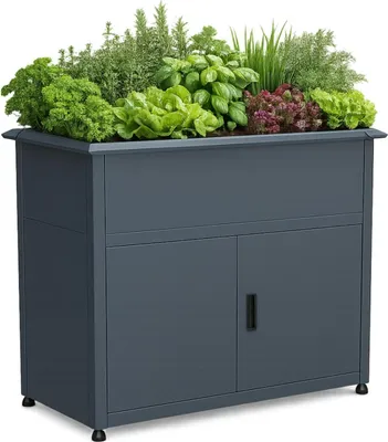 Produktbild von Plats Hochbeet mit Unterschrank & Drainagesystem, Stahl, 107x57x85 cm