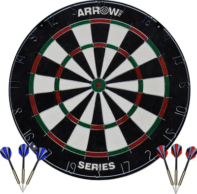 Produktbild von Arrow180 Dartscheibe Bristle Set mit Stahlpfeilen und Wandbefestigung