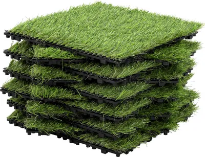 Produktbild von Vigevee Kunstrasenfliesen 30x30 cm 22 Stück (2 m²) – Klickfliesen Terrassen- & Balkonfliesen mit Stecksystem & Drainage, wetterfest UV-beständig pflegeleicht