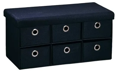 Productafbeelding van KESPER Zitbank met opbergboxen – -gecertificeerd – bekleed, 6 compartimenten – 78 x 38 x 38 cm – zwart – Model 15954