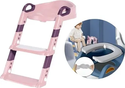 Image de Escabeau de toilettes pour enfants avec poignées, rose + siège de toilettes confortable pour enfants à partir de 18 mois - KIDISTEPADPINK