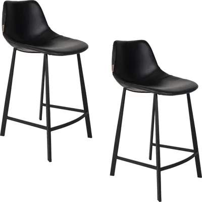 Produktbild von Dutchbone Franky Barhocker mit Rückenlehne 65 cm Schwarz - 2 er Set