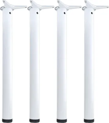 Produktbild von camar Tischfüße verstellbar 690-720mm rund ø 60mm, Metall Tischbeine höhenverstellbar, Stahl weiß lackiert 4 Stück
