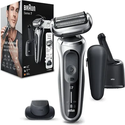 Produktbild von 7 Elektrorasierer 360° Flex mit Reinigungsstation, Trimmer & Rasierer Herren Elektrisch, Wet & Dry, Geschenk Mann