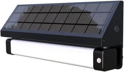 Zdjęcie produktu dla Solarsys – zewnętrzna lampa ścienna LED zasilana energią słoneczną, 1000 lumenów, 2 temperatury barwowe 3500K/6000K, z czujnikiem ruchu i zmierzchu, lampa solarna IP65 do ogrodu, podwórka, balkonu