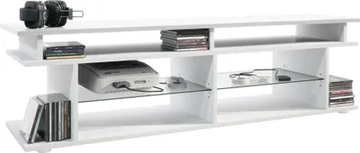 Produktbild von Vladon TV Board Movie V3 Game On 138,5 x 39 x 37,5 cm , Korpus in Weiß matt, Game Aufsatz in Weiß Hochglanz